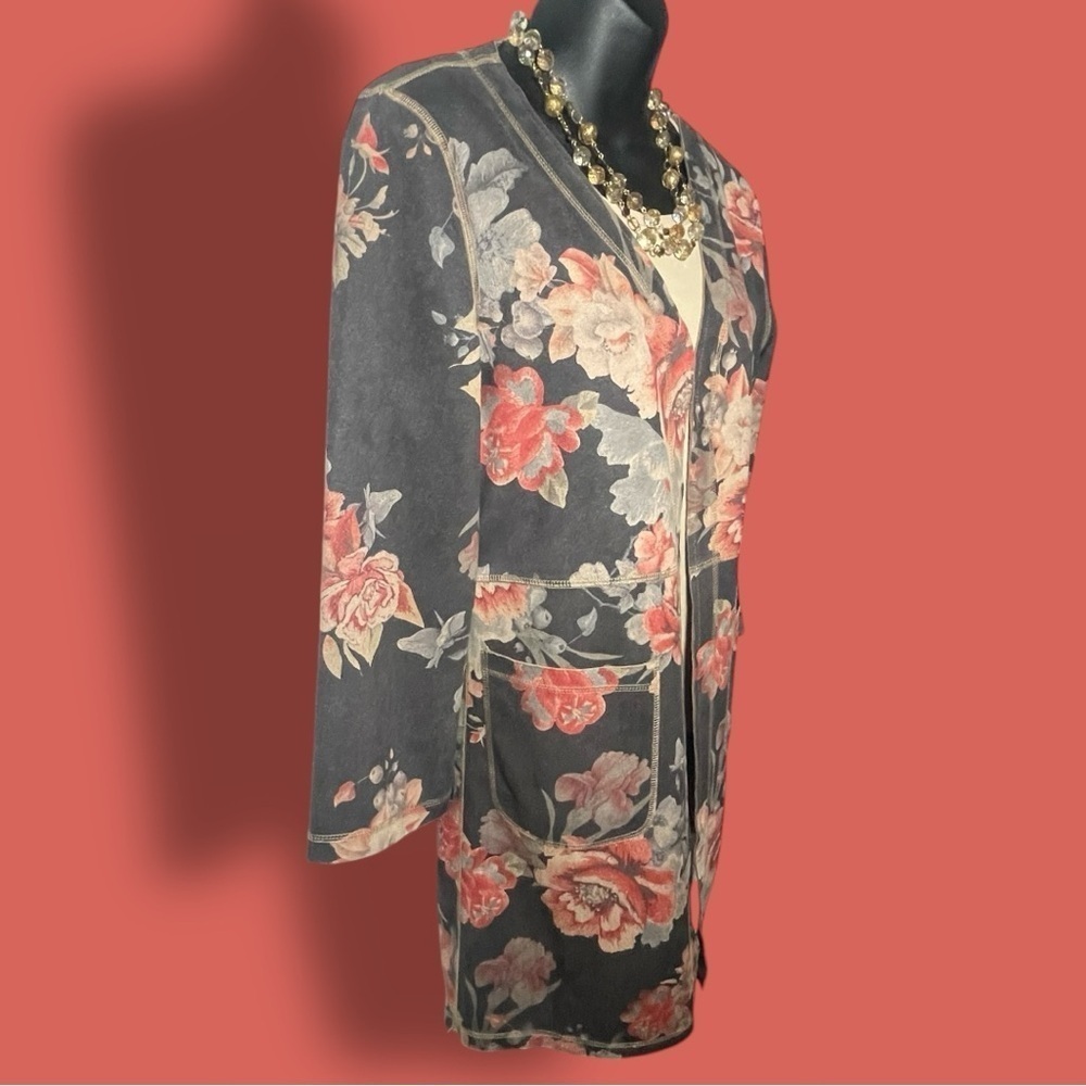 ANTHROPOLOGIE SOLITAIRE LONG FLORAL JACKET SIZE SMALL OR MED Brown Orange - Picture 14 of 16